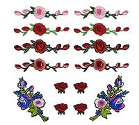 Woohome 14 Pz Rosa Toppe Termoadesive, 4 Colore Toppe Termoadesive per Fiori Appliques Patch Rosa per Jeans, Abbigliamento, Cappello, Scarpe