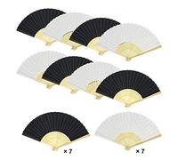 Woohome 14 Pz Ventilatore di Bambù Carta per DIY, Danza, Raffreddamento, Festa, Decorazione di Nozze (Bianco e Nero)