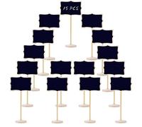 Woohome 15 pz Mini Lavagna con Legno e Base Verticale per Mark Desktop di Festa di Eventi di Matrimonio Decorazione