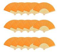 Woohome 15 Pz Ventilatore di Bambù Carta per DIY, Danza, Raffreddamento, Festa, Decorazione di Nozze (Arancia)