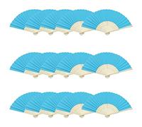 Woohome 15 Pz Ventilatore di Bambù Carta per DIY, Danza, Raffreddamento, Festa, Decorazione di Nozze (Blu Navy)