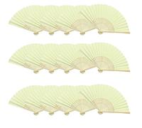 Woohome 15 Pz Ventilatore di Bambù Carta per DIY, Danza, Raffreddamento, Festa, Decorazione di Nozze (Giallo Chiaro)