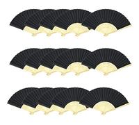 Woohome 15 Pz Ventilatore di Bambù Carta per DIY, Danza, Raffreddamento, Festa, Decorazione di Nozze (Nero)