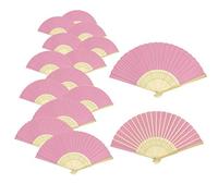 Woohome 15 Pz Ventilatore di Bambù Carta per DIY, Danza, Raffreddamento, Festa, Decorazione di Nozze (Rosa)