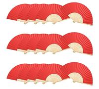 Woohome 15 Pz Ventilatore di Bambù Carta per DIY, Danza, Raffreddamento, Festa, Decorazione di Nozze (Rosso)