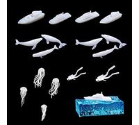 Woohome 16 Pz Stampo in Silicone 3D Mini Riempitivo in Resina Stampo, Mini Nave da Crociera Balena Medusa Tuffatore in Plastica Carta in Plastica 3D Resina Filler Stampa per Mestieri Gioielli DIY