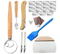 Woohome 17 Pz Taglierino per Pane, Coltello Pane Bread Lame, Frusta per Pasta di Pane, Lame in Acciaio Inossidabile, Spazzola da Pasticceria per Cuocere, Intagliare Modelli di Pane Crudo