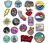 Woohome 17 Pz Toppe Termoadesive, Solare Pianeti Patch Navicella Spaziale Patch Ferro Sulle Toppe Adesivi Appliques per Abbigliamento, Zaino, Tappi