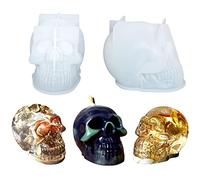 Woohome 2 Pz Stampo per Candela Grande Teschio, Stampo in Silicone 3D con Teschio, Stampo in Resina per Candela Sapone Ornamento Decorazione
