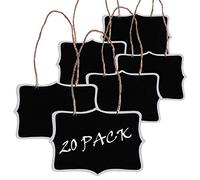 Woohome 20 Pz Mini Lavagna con Hanging String, Lavagna Segni Double Bifacciale in Legno Cancellabile per Feste, Matrimoni, Ringraziamento, Pasqua