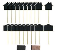 Woohome 20 Pz Mini Lavagna Legno Messaggio, 2 Forma Mini Segni di Lavagna in Legno per Bordo del Messaggio, Ristoranti, Matrimoni