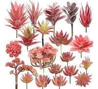 Woohome 20 Pz Piante Grasse Finte Decorative, Rosso Succulente Artificiali Piante Succulente Finte per La Decorazione del Paesaggio Decorazioni, Casa Giardino Decorazioni