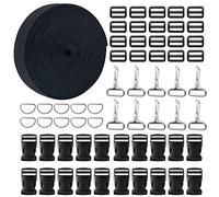 Woohome 20 Set Rilascio Laterale Plastica, Plastica per Zaino Fibbie, 16 M Nylon Cinghie, 10 Set D Anelli e Moschettoni per Cinghie, Bagagli Manici