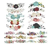 Woohome 22 Pz Toppa Termoadesiva Fiori Patch di Trasferimento di Calore Carta Transfer per Tessuti Toppe A Trasferimento per T-Shirt Jeans Zaini Abito Decorazione Artistica Fai Da Te
