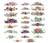 Woohome 24 Pz Toppa Termoadesiva Fiori Patch di Trasferimento di Calore Carta Transfer per Tessuti Toppe a Trasferimento per T-Shirt Jeans Zaini Abito Decorazione Artistica Fai Da Te