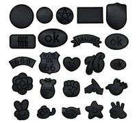 Woohome 24 Pz Toppe per Vestiti, Toppe Termoadesive, Distintivo Nero Adesivo Patch Ferro Sulle Toppe Adesivi Appliques per Abbigliamento, Zaino, Tappi