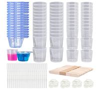 Woohome 280 Pz Miscelazione di Bicchieri di Plastica, Tazze di Miscelazione, Bicchieri in Plastica Graduati con Contagocce in Plastica per Resina Epossidica, Creazione di Gioielli