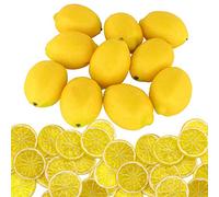 Woohome 30 Pz Giallo Limoni Artificiali 10 Pz Frutti di Limone Finti per La Decorazione Domestica 20 Pz Falso Fetta di Limone Guarnire per Accessori per foto, Decorazioni per La Casa