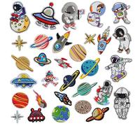 Woohome 30 Pz Toppe Termoadesive Solare Pianeti per Vestiti, Sistema Astronauta Patch Adesivi Appliques per Tessuti, Jeans, Zaino, Tappi
