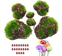 Woohome 36 pezzi artificiale muschio rocce artificiali muschio rocce decorative 6 pezzi segatura artificiale muschio muschio e simulazione coccinella, fungo fai da te per la decorazione del giardino