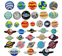 Woohome 36 toppe termoadesive termoadesive a forma di pianeta, miste, ricamate, decorative, per tessuti, zaini, jeans, cappotti