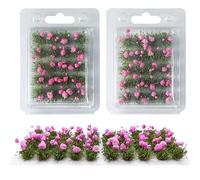 Woohome 40 Pz Mini Grappoli di Fiori, Paesaggi Ciuffi D'Erba Modello Erba Statica Ciuffo Erba Ferroviaria Artificiale Erba Modellismo Cespugli Di Fiori Per La Decorazion Del Giardino (Begonia, Rosa)