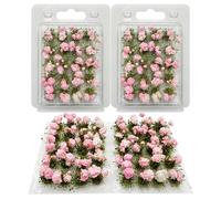 Woohome 40 Pz Mini Grappoli di Fiori, Paesaggi Ciuffi D'Erba Modello Erba Statica Ciuffo Erba Ferroviaria Artificiale Erba Modellismo Cespugli Di Fiori Per La Decorazion Del Giardino (Peonia, Rosa)