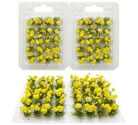 Woohome 40 Pz Mini Grappoli di Fiori, Paesaggi Ciuffi D'Erba Modello Erba Statica Ciuffo Erba Ferroviaria Artificiale Erba Modellismo Cespugli Di Fiori Per La Decorazion Del Giardino (Lunare, Giallo)