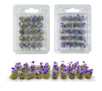 Woohome 40 Pz Mini Grappoli di Fiori, Paesaggi Ciuffi D'Erba Modello Erba Statica Ciuffo Erba Ferroviaria Artificiale Erba Modellismo Cespugli Di Fiori Per La Decorazion Del Giardino (Tulipano, Viola)