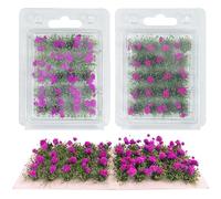 Woohome 40 Pz Mini Grappoli di Fiori, Paesaggi Ciuffi D'Erba Modello Erba Statica Ciuffo Erba Ferroviaria Artificiale Erba Modellismo Cespugli Di Fiori Per La Decorazion Del Giardino (Viola, Rose)