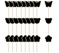 Woohome 40 Pz Mini Lavagna Legno Messaggio, 4 Forma Mini Lavagna Segni per I Segni di Bordo del Messaggio, Ristoranti, Matrimoni (Nero 3)
