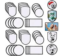 Woohome - 40 toppe a sublimazione per termoadesivo, 5 forme, con cornice nera, termoadesive, per cappelli, vestiti, zaini, uniformi, tappeti, decorazioni, 40 pezzi