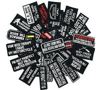 Woohome 40 toppe termoadesive assortite, con slogan ricamati, da cucire, per giacche da moto, diversi slogan, per zaini, jeans, giacche, borse, abbigliamento