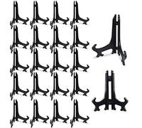 Woohome 5 Pollici 20 Pz Nero Plastica Cavalletto Piastra Supporti Pieghevole Supporto Foto Plate Stand per Immagini Casa Matrimonio Decorazione