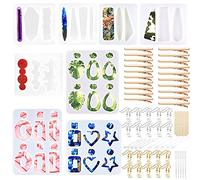 Woohome 54 Pz Stampo in Resina Siliconica Orecchino, Forcina Stampi in Silicone per Resina, Fermagli, Gancio per L'orecchio per DIY Forcina Gioielli Hair Clip Orecchino Resin Mold