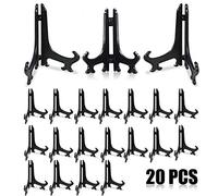Woohome 6 Pollici 20 Pz Nero Plastica Cavalletto Piastra Supporti Pieghevole Supporto Foto Plate Stand per Immagini Casa Matrimonio Decorazione