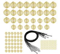 Woohome 60 Pz Spirale Pendente Gabbia Spirale Pendente, 4 Dimensione Oro Perline a Spirale Ciondolo a Gabbiaper con Corda di Cera Neraper La Collana Braccialetto Orecchino Gioielli Fai Da Te