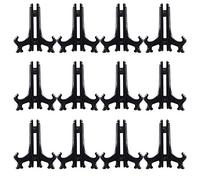 Woohome 8 Pollici 12 Pz Nero Plastica Cavalletto Piastra Supporti Pieghevole Supporto Foto Plate Stand per Immagini Casa Matrimonio Decorazione