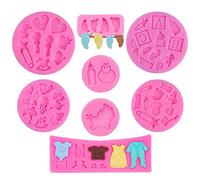 Woohome 8 Pz Stampi in Silicone per Fondente, Baby Shower e Decorazione Torte di Compleanno per Bambini