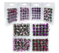 Woohome 80 Pz Mini Grappoli di Fiori, Paesaggi Ciuffi D'Erba Modello Erba Statica Ciuffo Erba Ferroviaria Artificiale Erba Modellismo Cespugli Di Fiori Per La Decorazion Del Giardino (4 Colori)