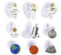 Woohome 9 Pz Stampi in Silicone per Astronauta, Fondente Torta Spazio, Zucchero Caramelle, Cioccolato