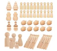 Woohome Bambole di Legno Peg 71 Pz, Bambola di Legno per Creazioni Artistiche e Painted, 8 Stile