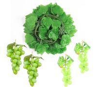 Woohome Decorativi Realistici Uva Grappoli, Uva Plastica Decorazione Artificiale, 12 Pz Viti Artificiali con 4 Spiedini per Cucina Decorazione di Nozze Fotografia Giardino