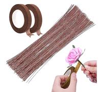 Woohome Kit Strumento Floreale, 200 Pz Marrone Stelo Filo Floreale Fiori Fioristi 26 Calibro, 2 Rotolo Nastri Floreali per Bouquet Floreale Wrap Floris DIY Craft Projects Floral Arrangements