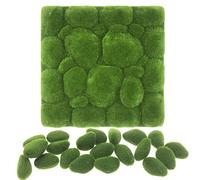 Woohome Muschio Artificiale, 1 Pacchetto 30 x 30CM Erba Finta Tappetino di Muschio, 20 Pz Muschio Artificiale Rocce Decorative per La Decorazione, Giardini Delle Fate