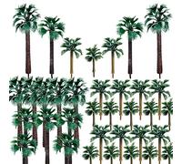 Woohome Palme da Cocco, 44 Pz Palme da Cocco Verdi Modello Albero di Cocco Charming con 5 Pz Mini Ombrello per Modellismo Ferroviario Architettura Diorama Paesaggio Fai da Te (Style B)