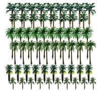 Woohome Palme da Cocco, 44 Pz Palme da Cocco Verdi Modello Albero di Cocco Charming con 5 Pz Mini Ombrello per Modellismo Ferroviario Architettura Diorama Paesaggio Fai da Te (Style C)