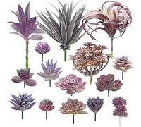 Woohome Piante Grasse Finte Decorative, 15 Pz Viola Succulente Artificiali Piante Succulente Finte per La Decorazione del Paesaggio Decorazioni, Casa Giardino Decorazioni