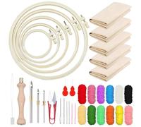 Woohome Punch Needle Kit, Kit per Ricamo con Ago da Punzonatura, Punch Needle Panno, Filato di Colore e Punch Needle Strumenti per Adulti, Principianti (21 Pz Kit di Avviamento)