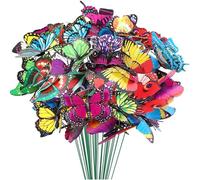 Woohome Set di 100 Pz Farfalle Decorative Giardino, 4 Dimensione Pali da Giardino con Farfalle e Libellule da Giardino per Esterni Cortile Terrazza Fioriera Vaso di Fiori Giardino Decorazione